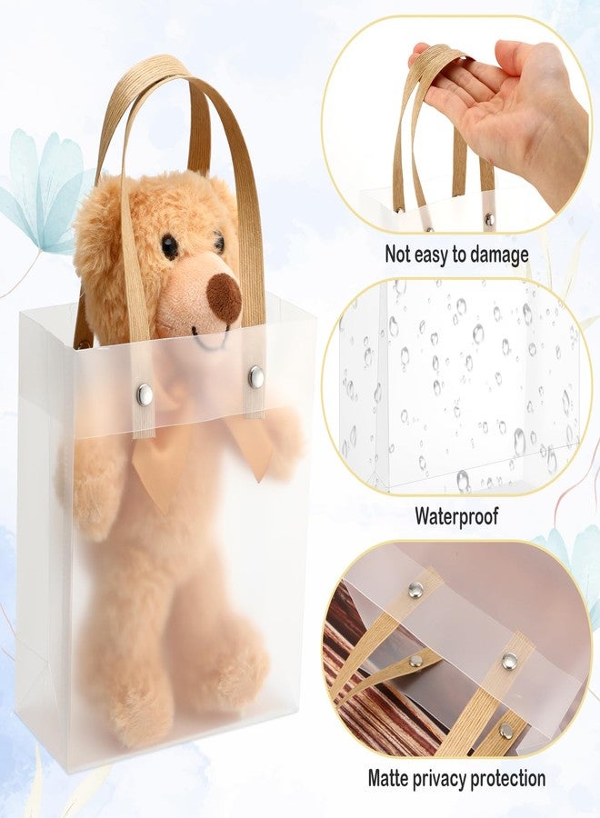 Qilery 50 Pcs Clear Frosted Gift Bags with Handles, 5. 9 x 5. 1 x 2. 36 Inches Small Plastic Frosted Bags Reusable Transparent Goodie Gift Wrap for Wedding Boutique Event Birthday Party Favors - Image 3